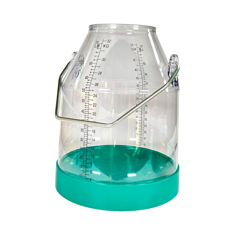 Kunststoff Melkeimer transparent mit Skalierung, 32 Liter, Bügelhöhe 143 mm, grün