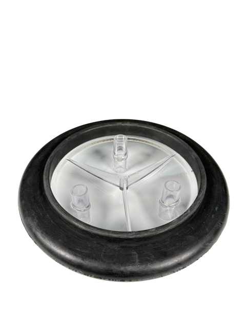 Kunststoffdeckel Ø 202 mm, mit 3 Stutzen, 2 x Stutzen ø 12 x 17 mm , 1 x Stutzen ø 10 x 14 mm inkl. Dichtung