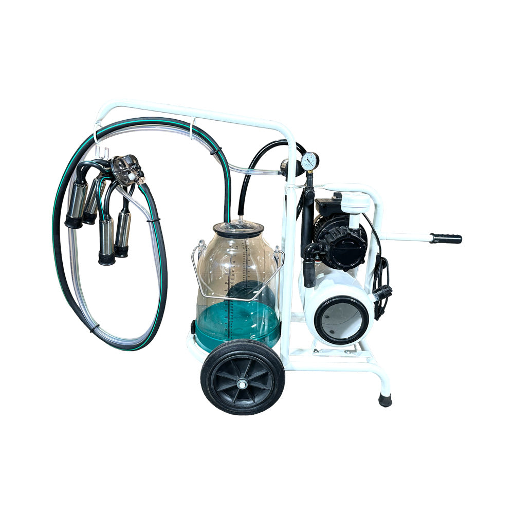 Minimilker ,,Allgäu" Typ GEA mit Vakuumtank für Kühe, Kunststoffmelkeimer grün