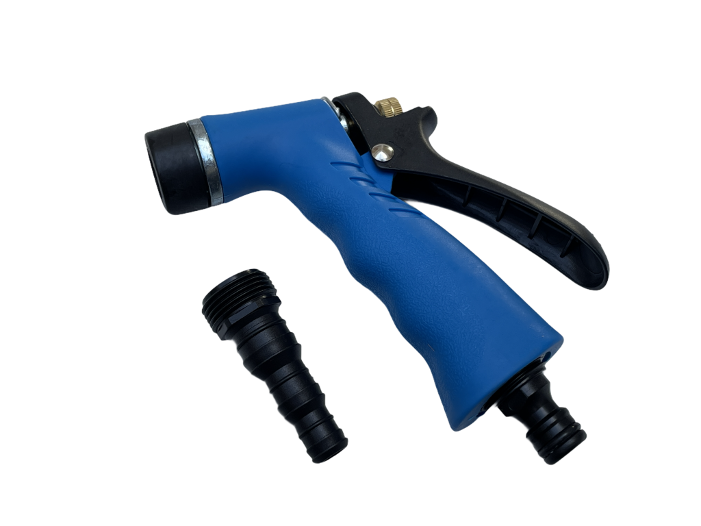 Euterbrause blau, mit Schnellanschluss (Gardena) und Schlauchanschluss für ø 14-20 mm