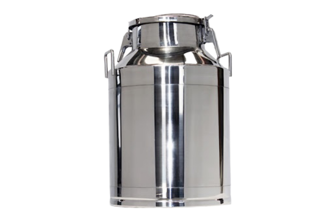 Edelstahl Transportmelkeimer, 25 Liter, mit Deckel und Klappverschluss