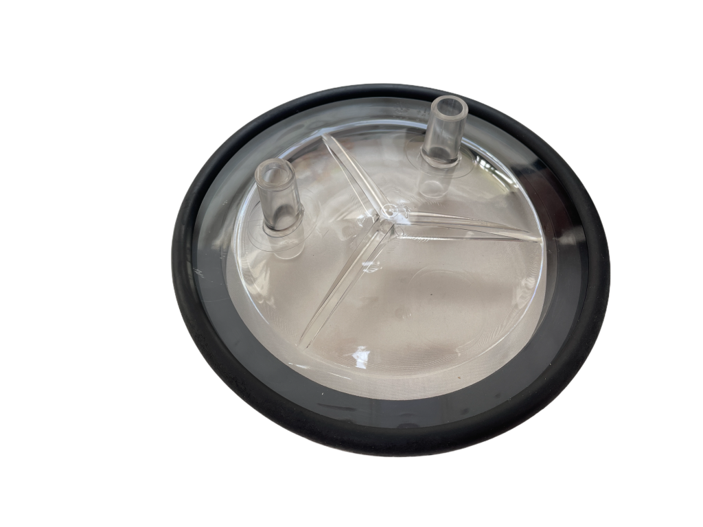 Kunststoffdeckel ø 195mm, für Kunststoff- und Edelstahlmelkeimer, 2 x Stutzen ø 13 x 17 mm, ohne Gummiring Dichtung (Nr. 21057-extra bestellen!)