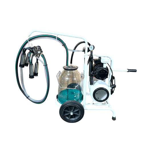 Minimilker ,,Allgäu" Typ GEA mit Vakuumtank für Kühe, Kunststoffmelkeimer grün