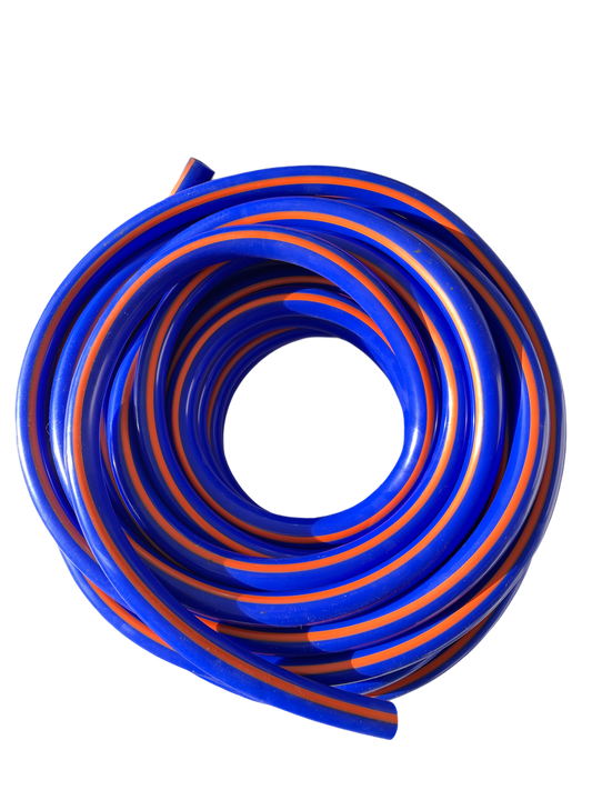 Silikonmilchschlauch für DeLaval ø 14 x 26 mm, blau mit orangenem Streifen