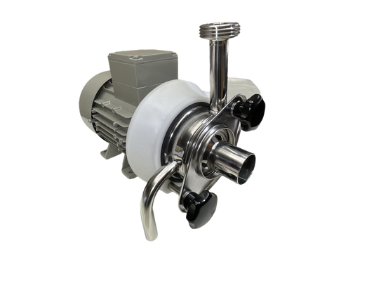 Milchpumpe IP55, mit Spülstutzen 380V, 0,55 KW ØEinlauf 40mm, ØAuslauf 22mm 5m³ / h bei 50 Kpa