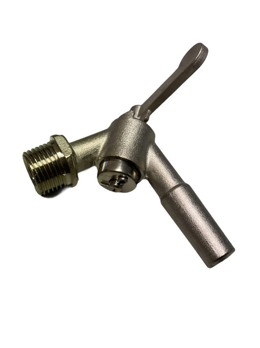 Vakuumhahn, winklig, für ½ Bohrung, vernickelt, Anschluss Ø 14mm