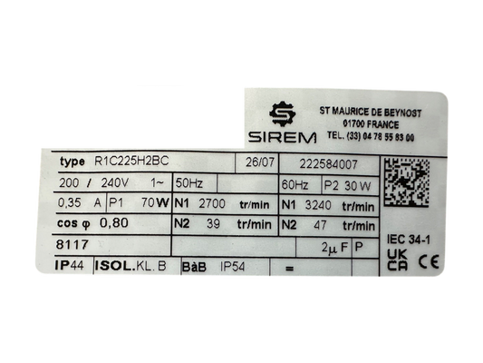 Rührwerksmotor Sirem R1C225H2BC, 200 - 240 V, 39 - 47 U/Min